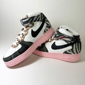 Nike Air Force One Mid Women’s Animal Print with Pink Soles Size 8.5